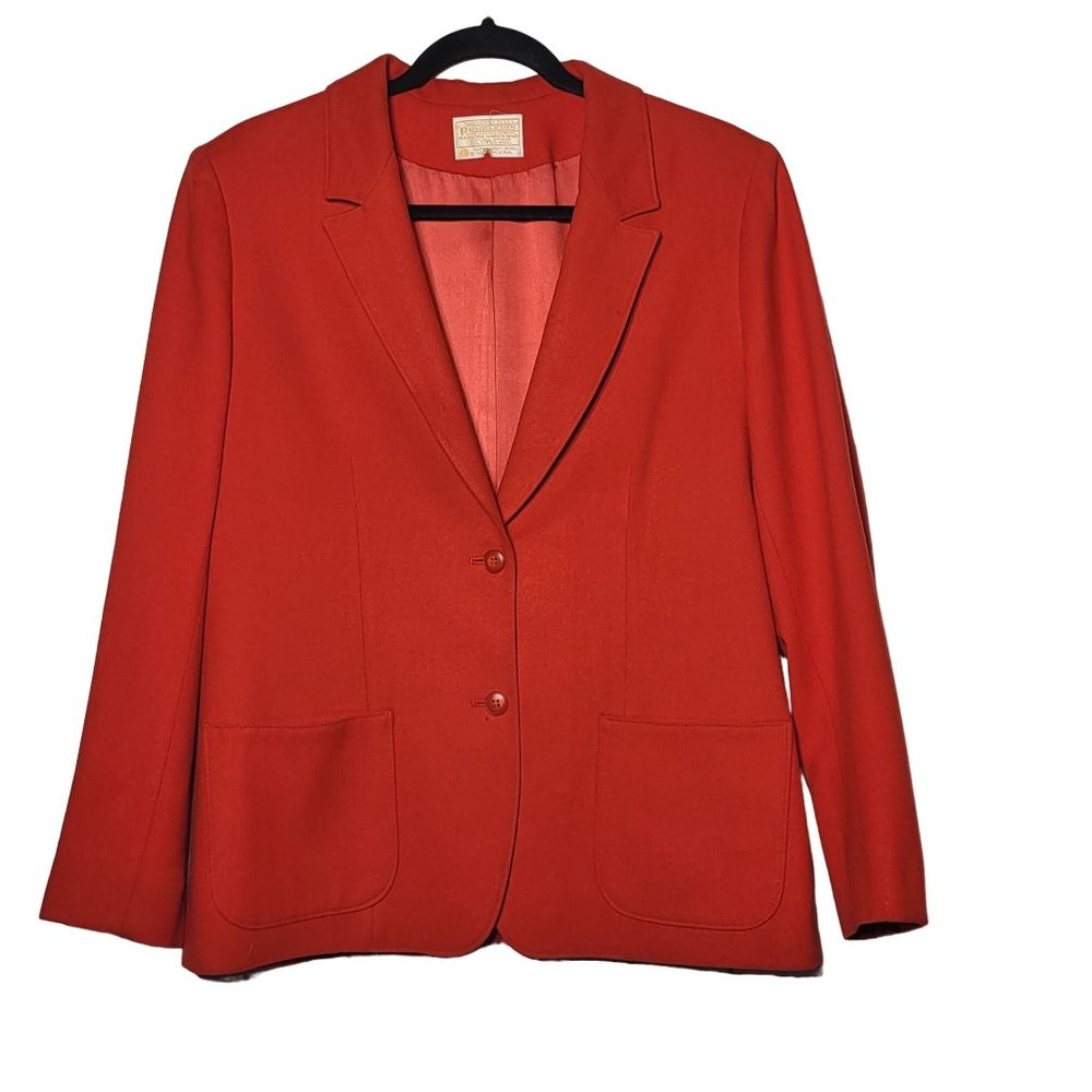 Vintage 70's Pendleton Womens Red 100% Wool Blazer Medium Career Retro Classic
